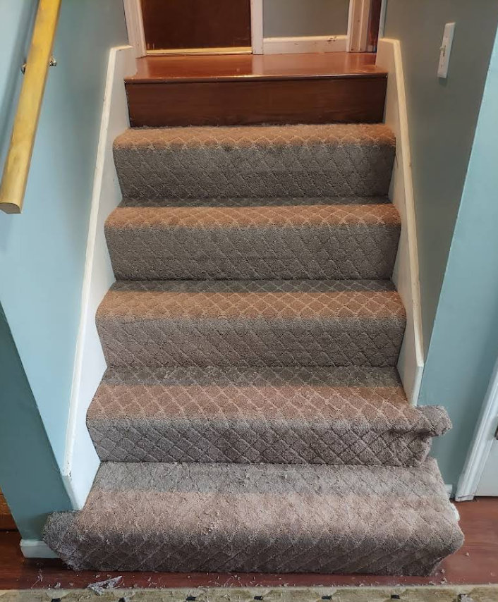 Hardwood flooring installation in a living room